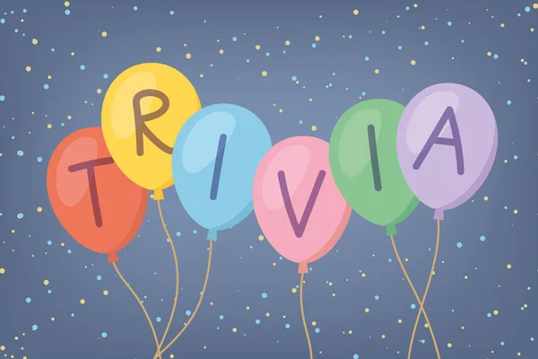 Quiz Wort Auf Bunten Luftballons Geschrieben Vektorillustration — Stockvektor