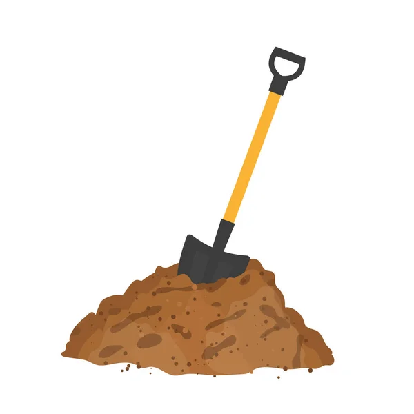 Garden Shovel Heap Soil Vector Illustration — Stock Vector