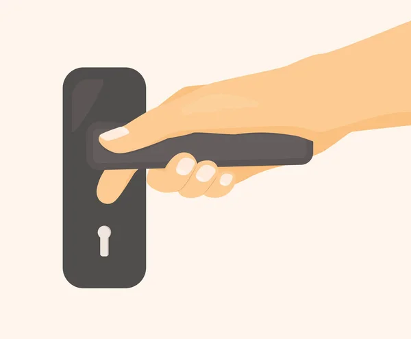 Hand Holding Door Handle Opening Closing Apartment Security Concept Vector — Stock Vector