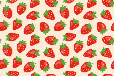 Strawberry- vektör illüstrasyonlu kusursuz yaz şablonu