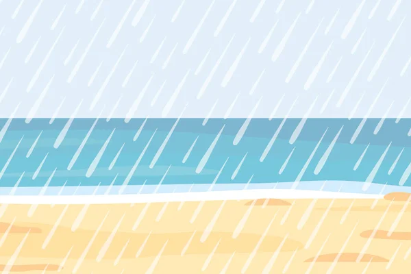 Lluvia Playa Tropical Vector Ilustración — Vector de stock