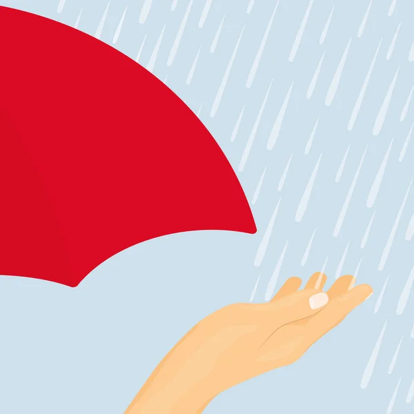 Parapluie Rouge Main Attraper Des Gouttes Eau Pendant Les Jours — Image vectorielle