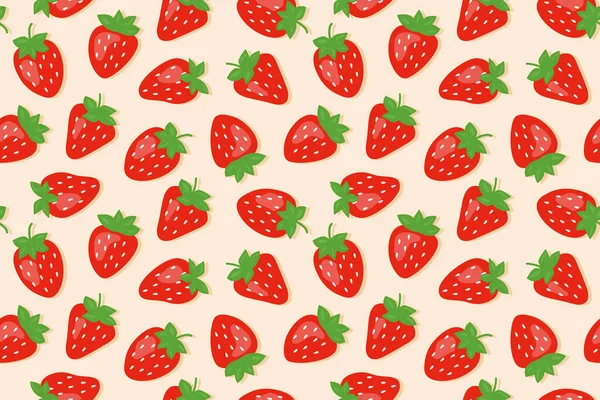 Summer Seamless Pattern Strawberries Vector Illustration — Stock Vector