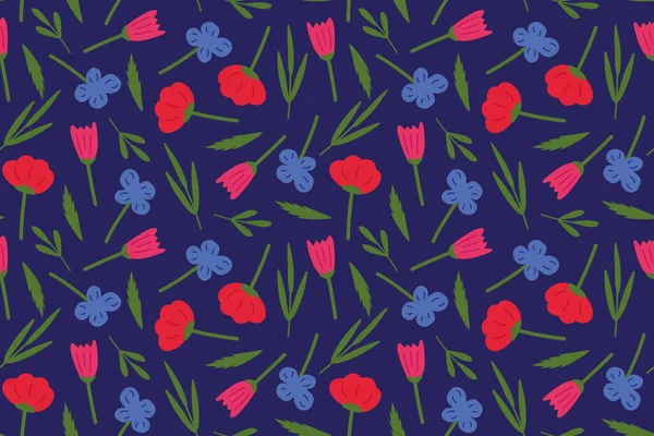 Nahtlose Sommer Blumen Muster Vektor Illustration — Stockvektor