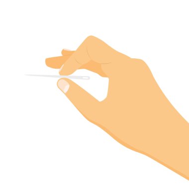 hand holding needle; embroidery, needlecraft, bursting the bubble concept  - vector illustration