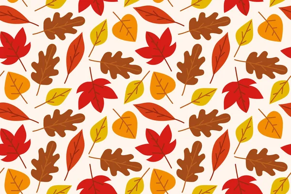 Бесшовный Узор Осенними Красочными Листьями Векторная Иллюстрация — стоковый вектор