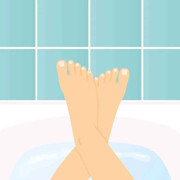 Feet Bathtub Relaxation Long Day Work Moment Oneself Vector Illustration — Stock Vector