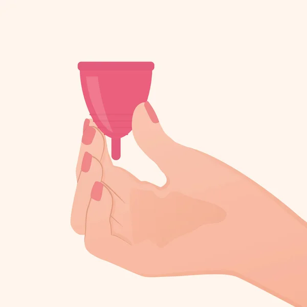 Női Kéz Gazdaság Menstruációs Cupvector Illusztráció — Stock Vector