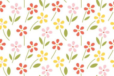 Renkli çiçeklerle renksiz yay deseni - vektör illüstrasyonu