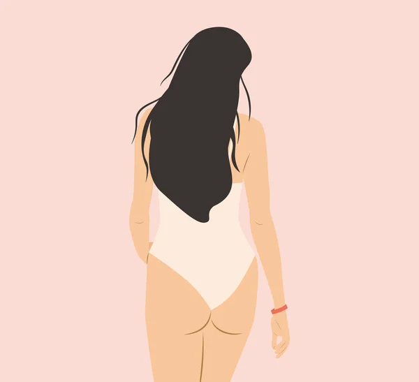 Young Beautiful Woman Swimsuit Vector Illustration — Stock Vector