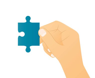 El ele tutuşma bulmacanın bir parçası; çözüm kavramı bir sorun, takım çalışması-vektör illüstrasyonu