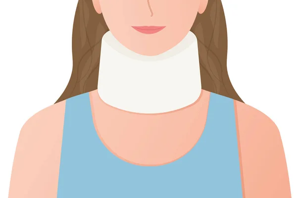 Kvinna Med Nackskada Bär Ortopedisk Krage Vektor Illustration — Stock vektor