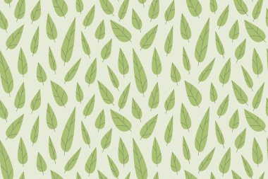 Yeşil yapraklı kusursuz desen, arka plan vektör çizimi