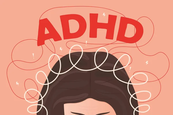 Adhd Attenzione Deficit Hyperactivity Disorder Concept Mental Health Vector Illustratio — Vettoriale Stock