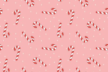 Noeldeki şeker kamışı çizimleriyle kusursuz desen.