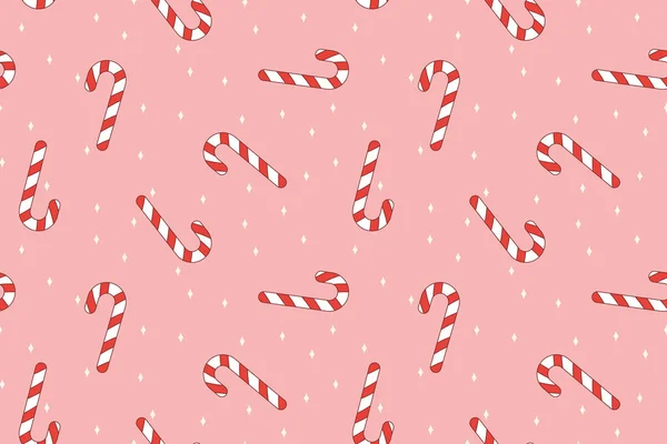 Naadloos Patroon Met Kerst Candy Cane Vector Illustratie — Stockvector