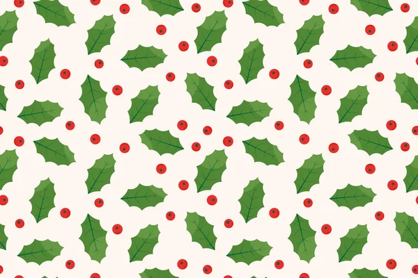Winter Weihnachten Stechpalmen Nahtlose Muster Ideal Für Verpackung Grußkarten Hintergründe — Stockvektor