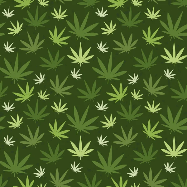 Cannabis Marihuana Ganja Hierba Patrón Sin Costura Vector Ilustración — Archivo Imágenes Vectoriales