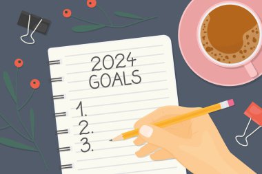 2024 gol, düz görünüm - vektör illüstrasyonu