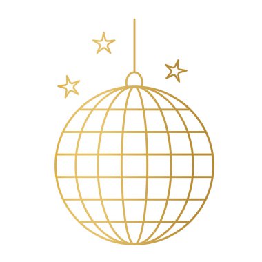 Altın disko topu ana hatları simge-vektör illüstrasyonu