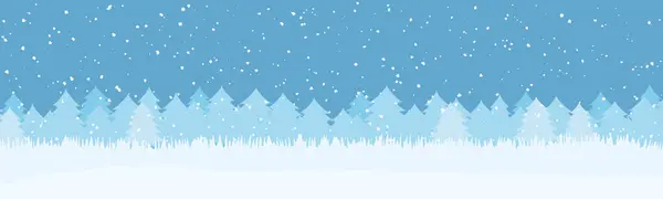 Winterlandschap Met Mistig Besneeuwd Bos Kerstachtergrond Vector Illustratie — Stockvector