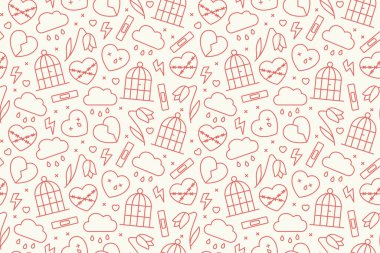 Kırık kalp kusursuz kalıp; mutsuz aşk, Sevgililer Günü konsepti - vektör illüstrasyonu