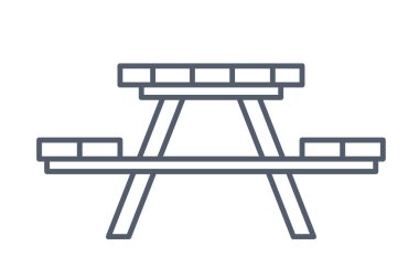 ahşap piknik masası simgesi - vektör illüstrasyonu