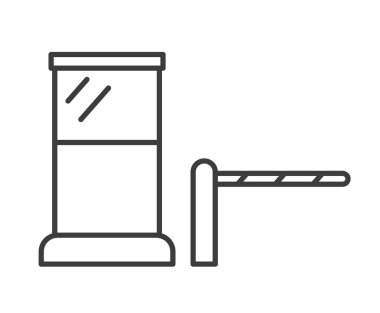 Kontrol noktası, kapalı bariyer kapısı olan gişe gişesi - vektör illüstrasyonu