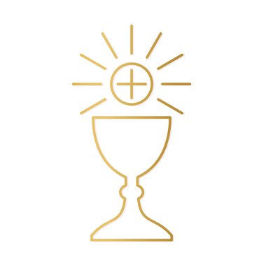 Altın Kadeh ve ev sahibi, Kutsal Komünyon simgesi-vektör illüstrasyonu