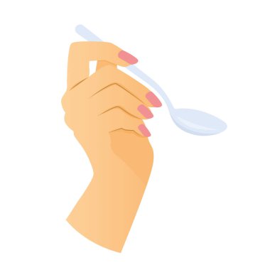 çay kaşığıyla kadın eli - vektör çizimi