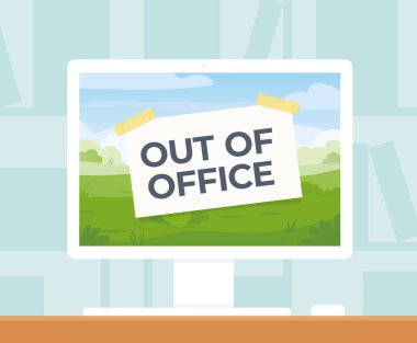 Ofis dışı; rahatlayın; ücretli izin; bahar, yaz tatili kavramı - vektör illüstrasyonu