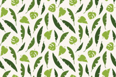 Palmiye yapraklı kusursuz yaz şablonu; doğa arka planı; herhangi bir yüzey veya tekstil için doğanın güzelliğine dokunmak; canlandırıcı ve canlı estetik - vektör çizimi