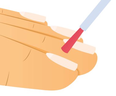 Pembe tırnak cilası uygulaması, manikür süreci - vektör illüstrasyonu