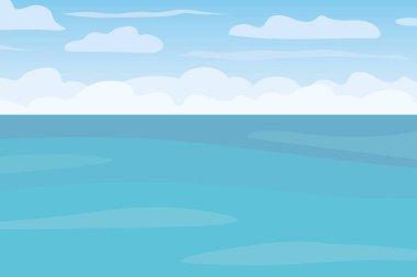 sakin mavi deniz ve bulutlu gökyüzü; meditasyon uygulamaları, rahatlama web siteleri veya seyahat broşürleri için bir arkaplan olarak kullanılabilir