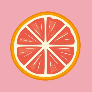 Bir dilim greyfurt veya kırmızı portakal meyvesi illüstrasyonu