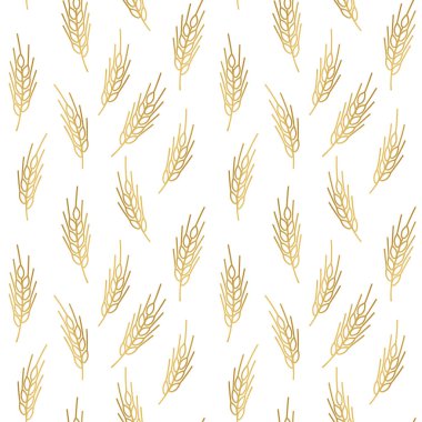 Buğday kulaklı kusursuz altın desen; ilk kutsal komünyon daveti ve diğer aksesuarlar için harika - vektör illüstrasyonu