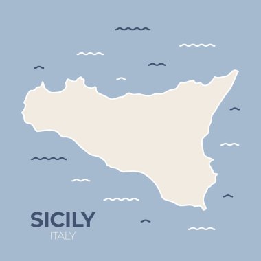 Sicilya adası, İtalya haritası. Seyahat broşürleri, eğitim materyalleri ya da web sitesi geçmişi için mükemmel. Vektör illüstrasyonu.