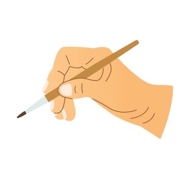 bir fırça tutan el; sanatsal ifade; yaratım; sanat dersleri - vektör illüstrasyonu