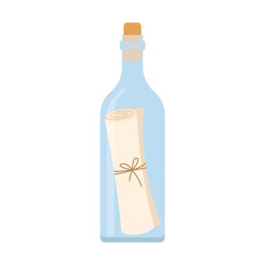message in a bottle icon; concept of hope and adventure; for travel-related designs, communication apps, or as a metaphor for sending meaningful messages - vector illustration clipart