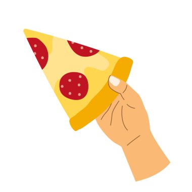 El ele tutuşan pizza vektör çizimi