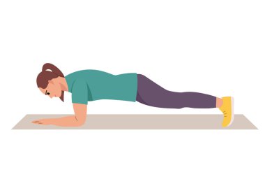 Çekirdek egzersizi yapan kadın vektör çizimi