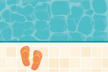 Havuz kenarında parmak arası terlikler, yaz tatili konsepti - vektör illüstrasyonu