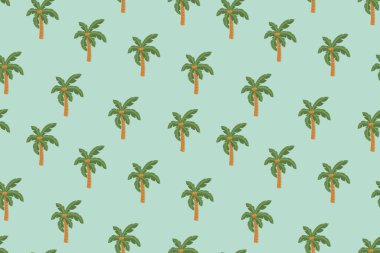 Palmiye ağaçlarıyla kusursuz yaz deseni - vektör illüstrasyonu