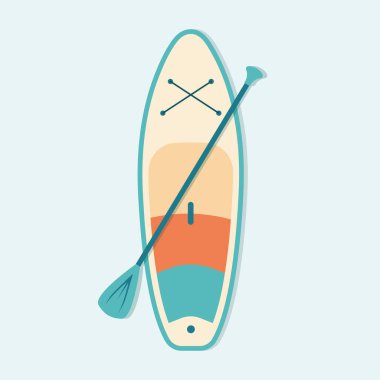 SUP (Stand Up Paddle) tahta ve kürek simgesi - vektör illüstrasyonu