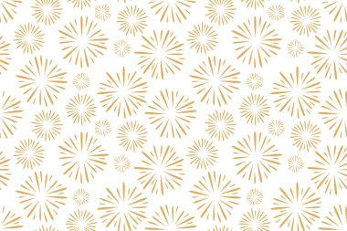 Havai fişeklerle kusursuz yeni yıl arifesi deseni. Vektör çizimi.