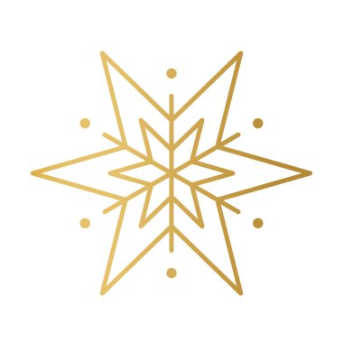 Altın kar tanesi, yıldız; kış, noel, yılbaşı arifesi süsleme unsuru - vektör illüstrasyonu