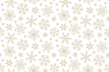Altın kış, Noel kar taneleri pürüzsüz desen; ambalaj kağıdı, tatil kartları ya da dijital arkaplan gibi tatil temalı projeler için mükemmel - vektör çizimi