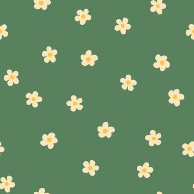 Papatya çiçekleri ile doğal bahar dikişsiz desen; ambalaj, tebrik kartları, kumaş- vektör illüstrasyon için harika