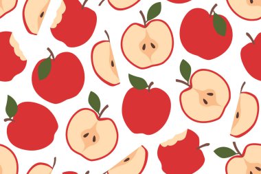 Kusursuz elma deseni, doğa, meyve arkaplan çizimi