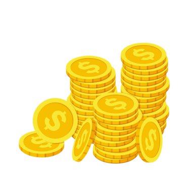 Dolar sikkeleri yığını; finansal başarıyı, yatırım büyümesini, zenginlik birikimi - vektör illüstrasyonunu sembolize eder